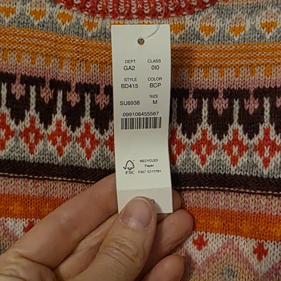 J. Crew Fair Isle Cropped Crewneck Sweater in Bright Cerise Peony - Picture 3 of 5